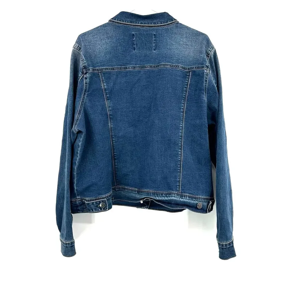 Nine West Jeans Size XXL Missy Lightweight‎ Blue Jean Denim Jacket Button Front